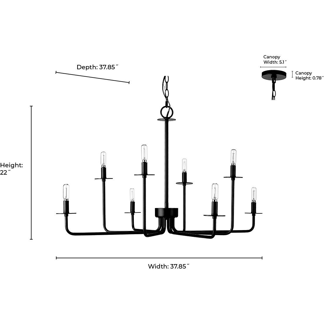 Marceline 8 Light 37.85 inch Modern Gold Chandelier Ceiling Light